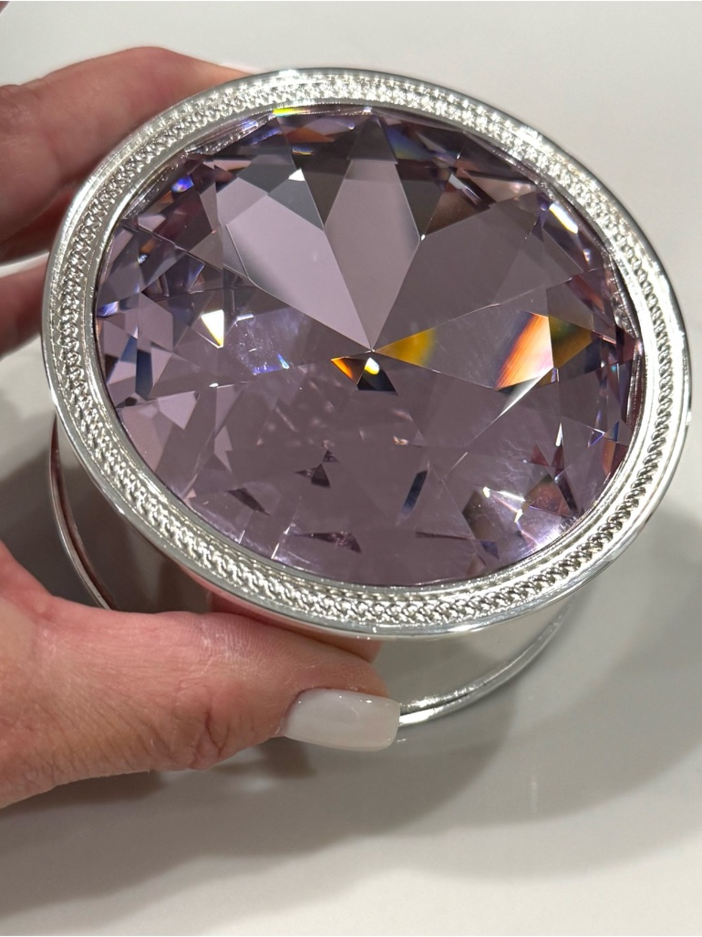 Crystal Gem Box with Silver Safekeeper Lining